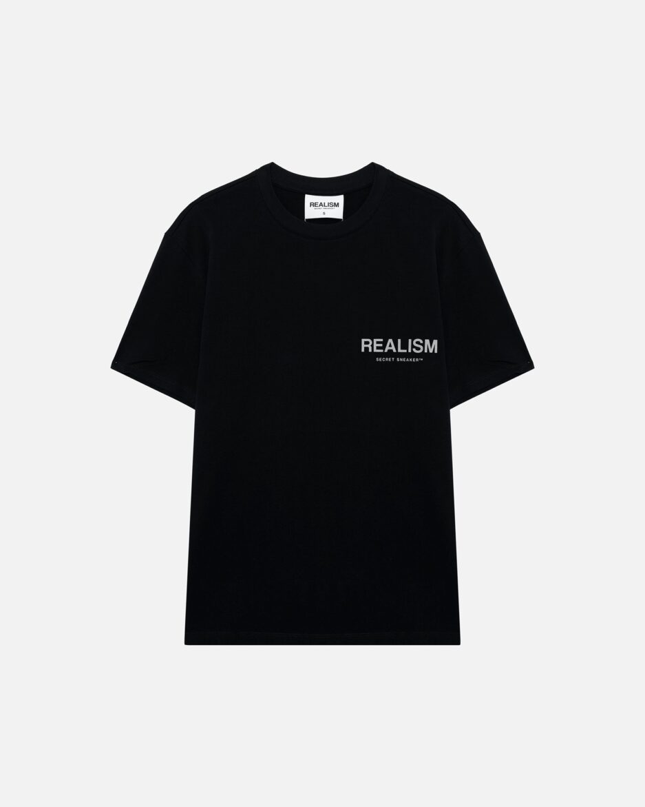 REALISM BACK LOGO REFLECTIVE BLACK TEE